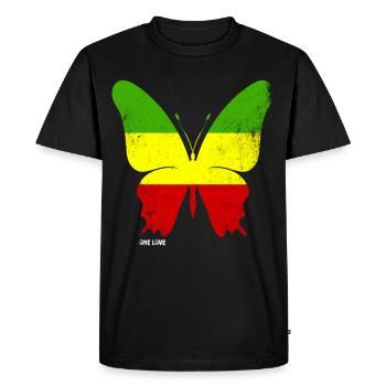 Papillon Reggae Musique Jamaïque Rastafar Paix Amour - T-shirt Premium bio Homme - noir - Devant - Nico (187cm)
