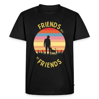 Les amis seront les amis du chien et du maître - T-shirt Premium bio Homme - noir - Devant - Nico (187cm)