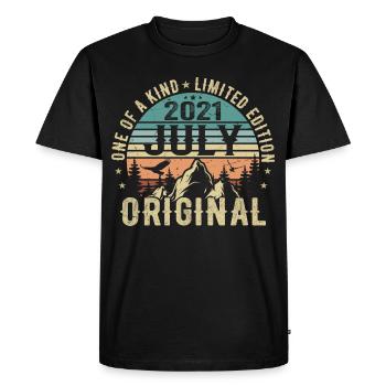 Anniversaire juillet 2021 Cadeau d’anniversaire juillet 2021 - T-shirt Premium bio Homme - noir - Devant - Nico (187cm)
