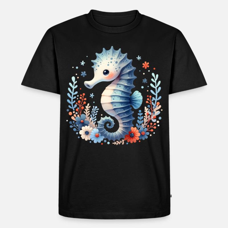 Seepferd Seepferdchen - Männer Premium Bio T-Shirt - Schwarz