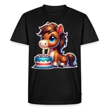 Cheval Poulain Poney Anniversaire - T-shirt Premium bio Homme - noir - Devant - Nico (187cm)