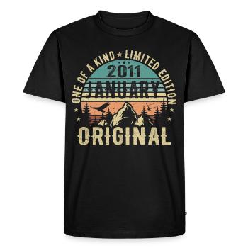 Cadeau d’anniversaire Janvier 2011 - Janvier 2011 - T-shirt Premium bio Homme - noir - Devant - Nico (187cm)
