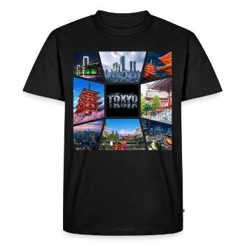 Tokyo, Japon, Asie, Collage, Horizon, Ville, Métropole - T-shirt Premium bio Homme - noir - Devant - Nico (187cm)