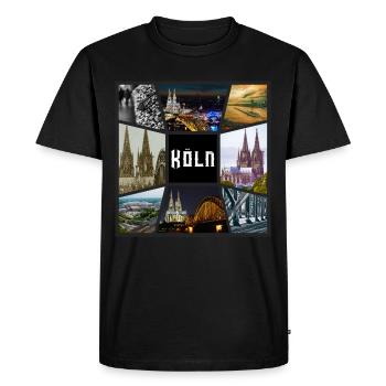 Cologne, Skyline, ville, Allemagne, collage, graffiti - T-shirt Premium bio Homme - noir - Devant - Nico (187cm)
