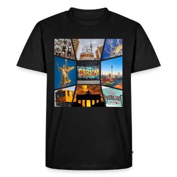 Berlin Skyline ville Allemagne Collage Graffiti - T-shirt Premium bio Homme - noir - Devant - Nico (187cm)