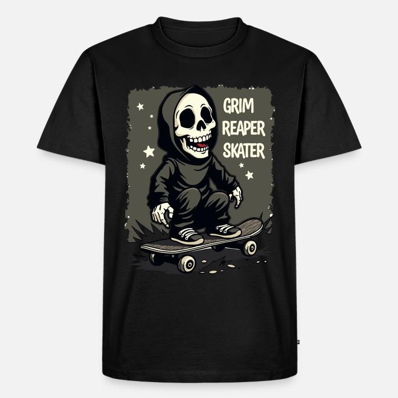 Skateboarding Sensenmann – Grim Reaper Style - Männer Premium Bio T-Shirt - Schwarz