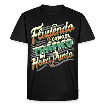 Flowing at rush hour - Men's Premium Organic T-Shirt - black - Front - Nico (187cm)