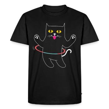 DANCING CAT, FUNNY CAT, DANCING/FUNNY CAT - Men's Premium Organic T-Shirt - black - Front - Nico (187cm)