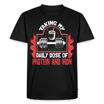 Entraînement en force Biceps Workout - T-shirt Premium bio Homme - noir - Devant - Nico (187cm)