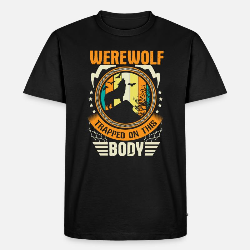 Halloween Werwolf Geschenk - Männer Premium Bio T-Shirt - Schwarz