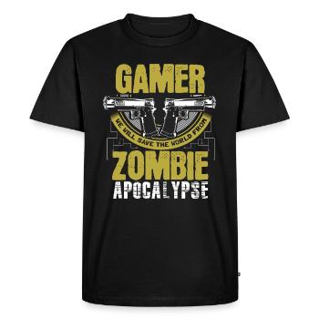 Zombie Apocalypse Games Gift - Men's Premium Organic T-Shirt - black - Front - Nico (187cm)