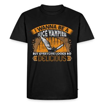 Monstre vampire d’Halloween - T-shirt Premium bio Homme - noir - Devant - Nico (187cm)