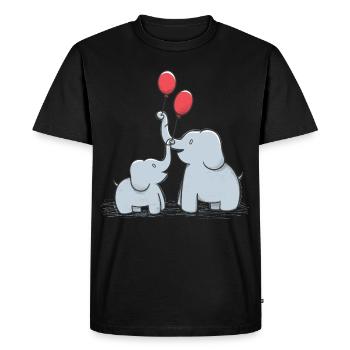 Doux éléphants avec des ballons rouges - T-shirt Premium bio Homme - noir - Devant - Nico (187cm)