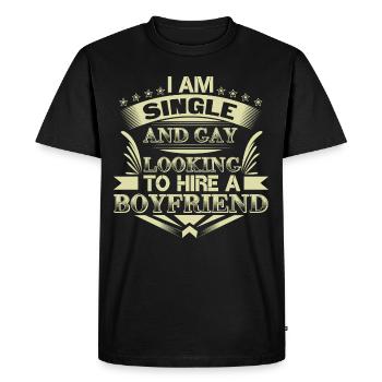 Cadeau Gay Célibataire LGBT+ Homo - T-shirt Premium bio Homme - noir - Devant - Nico (187cm)