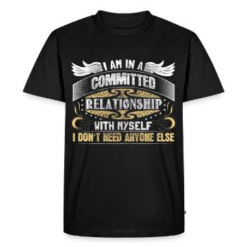 Célibataire pour avoir une relation - T-shirt Premium bio Homme - noir - Devant - Nico (187cm)
