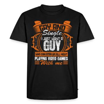 Gay Single LGBT+ Pride Gift Idea - Men's Premium Organic T-Shirt - black - Front - Nico (187cm)