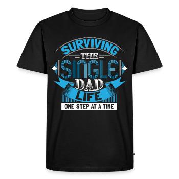 Single Father Papa Gift - Men's Premium Organic T-Shirt - black - Front - Nico (187cm)