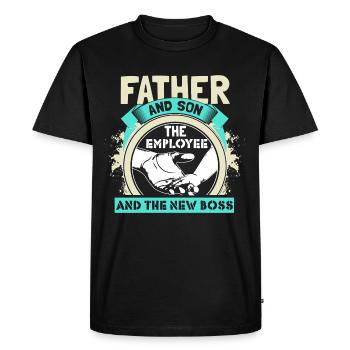Père & Fils Nouveau-né Papa - T-shirt Premium bio Homme - noir - Devant - Nico (187cm)