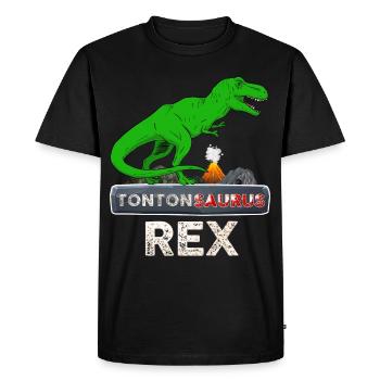 Tonton saurus Rex Humour Dinosaure Futur Oncle - T-shirt Premium bio Homme - noir - Devant - Nico (187cm)