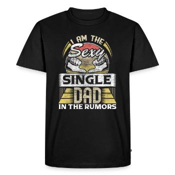 Famille monoparentale Père Papa - T-shirt Premium bio Homme - noir - Devant - Nico (187cm)