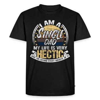 Famille monoparentale Père Fils - T-shirt Premium bio Homme - noir - Devant - Nico (187cm)