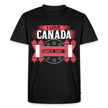 Origine de la feuille d’érable du Canada - T-shirt Premium bio Homme - noir - Devant - Nico (187cm)