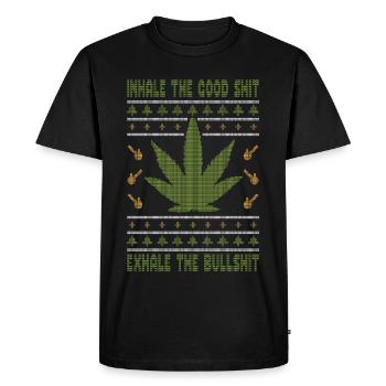 Contenu La Bonne Merde Expire Les Conneries - T-shirt Premium bio Homme - noir - Devant - Nico (187cm)