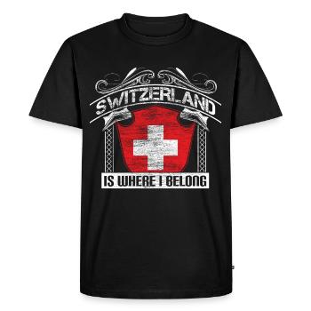 Switzerland Neutrality Gift Idea - Men's Premium Organic T-Shirt - black - Front - Nico (187cm)
