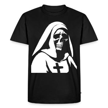 Mystifying and Bold Horror Nun, Satanic, and Occu - Men's Premium Organic T-Shirt - black - Front - Nico (187cm)