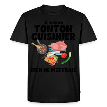 Tonton cuisinier humour oncle recette de cuisine - T-shirt Premium bio Homme - noir - Devant - Nico (187cm)