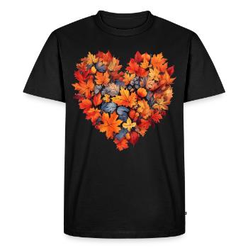 Autumn Heart Autumn Leaves - Men's Premium Organic T-Shirt - black - Front - Nico (187cm)