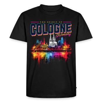 Cologne Skyline Cologne Cathedral Germany City Colorful - Men's Premium Organic T-Shirt - black - Front - Nico (187cm)
