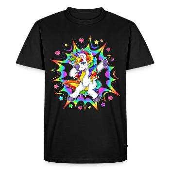 Dub Dubbing Dabbing Unicorn Unicorn Rainbow - Men's Premium Organic T-Shirt - black - Front - Nico (187cm)
