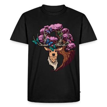 Orignal cerf fantaisie papillons tête de cerf - T-shirt Premium bio Homme - noir - Devant - Nico (187cm)