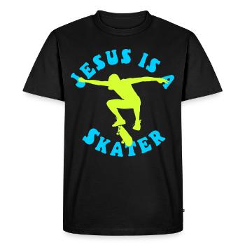 Jesus is a Skater – Skateboard - T-shirt Premium bio Homme - noir - Devant - Nico (187cm)