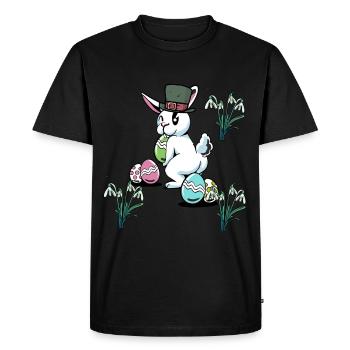Oeufs de Pâques Fête de Pâques Lapin de Pâques enfant - T-shirt Premium bio Homme - noir - Devant - Nico (187cm)