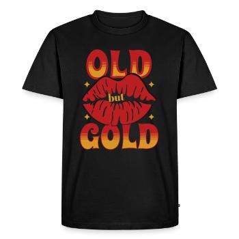 Old but Gold with Kiss Mouth Red Lips - Men's Premium Organic T-Shirt - black - Front - Nico (187cm)