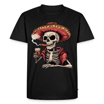 Skeleton Skull Skull Cigar Liquor - Men's Premium Organic T-Shirt - black - Front - Nico (187cm)