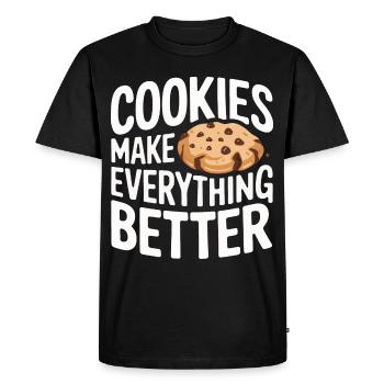 Cookies Biscuits Biscuits Biscuits Chocolat - T-shirt Premium bio Homme - noir - Devant - Nico (187cm)