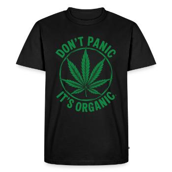 Pas de panique, c’est bio – Cannabis Edition - T-shirt Premium bio Homme - noir - Devant - Nico (187cm)