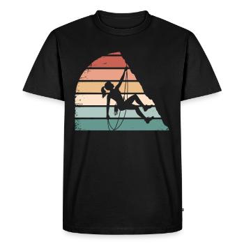 Climbing Girl – Empowered Women on the Rocks - Men's Premium Organic T-Shirt - black - Front - Nico (187cm)