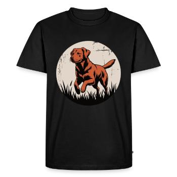 Labrador vintage – jouer dans l’herbe - T-shirt Premium bio Homme - noir - Devant - Nico (187cm)