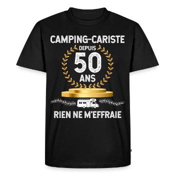 Mon Camping-car depuis 50 ans Cadeau Homme Papa - T-shirt Premium bio Homme - noir - Devant - Nico (187cm)