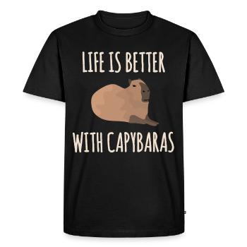 Life is better with capybaras - Men's Premium Organic T-Shirt - black - Front - Nico (187cm)