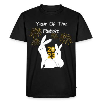 Année du Lapin - Chemise du Nouvel An chinois - T-shirt Premium bio Homme - noir - Devant - Nico (187cm)