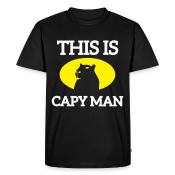 This is Capy Man : Funny capybara quote - Men's Premium Organic T-Shirt - black - Front - Nico (187cm)