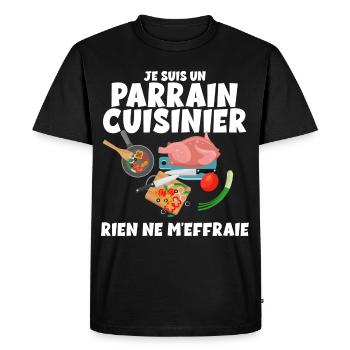 Je Suis Un Parrain Cuisinier Cadeau Humour Homme - T-shirt Premium bio Homme - noir - Devant - Nico (187cm)