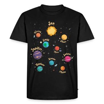 Connaissances spatiales sur les planètes du système solaire pour les enfants - T-shirt Premium bio Homme - noir - Devant - Nico (187cm)