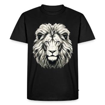 Tête de Lion Noir & Blanc Dessiné Art - T-shirt Premium bio Homme - noir - Devant - Nico (187cm)