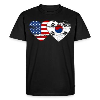 Cœur de drapeau de la Corée du Sud utilisé - T-shirt Premium bio Homme - noir - Devant - Nico (187cm)